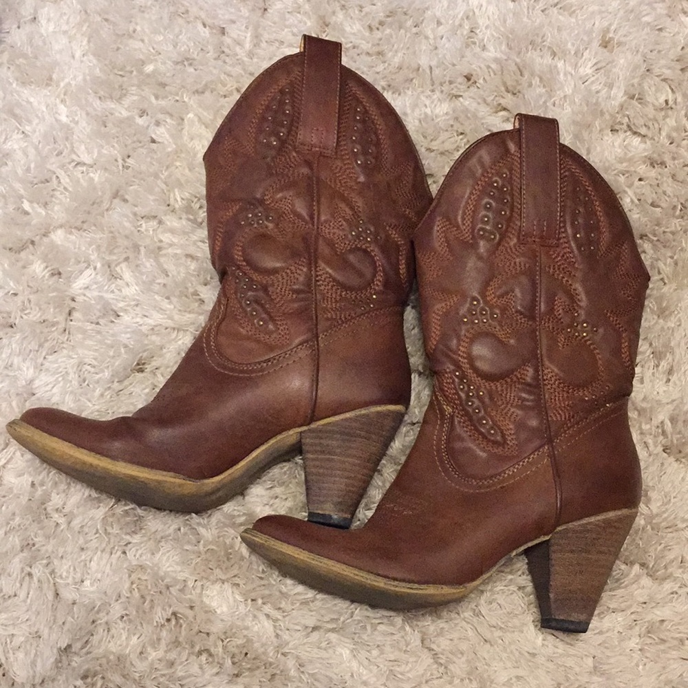 Very Volatile Brown Cowgirl Boots with Heels